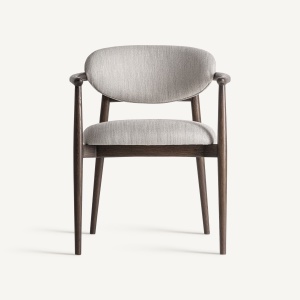 SCAUN DINING HARI, REALIZAT DIN LEMN DE FRASIN SI TEXTIL, CULOARE BEJ/GRI, REALIZAT MANUAL, VICAL HOME - Img 2