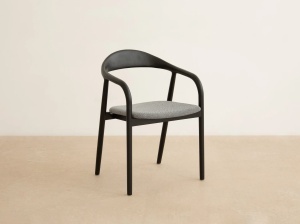 SCAUN DINING, ILLA, DIN TEXTIL SI LEMN, GRI/NEGRU, MICADONI, STIL MODERN