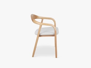 SCAUN DINING, ILLA, DIN TEXTIL SI LEMN, NATUR/BEJ, MICADONI, STIL MODERN - Img 2