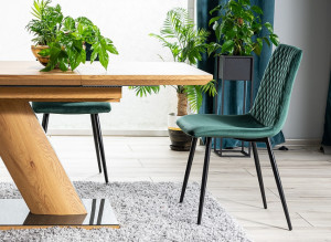 SCAUN DINING IRYS, VERDE BLUVEL 78/NEGRU, TAPITERIE DIN CATIFEA SI PICIOARE DIN METAL, STIL MODERN - Img 5