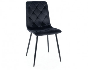 SCAUN DINING JERRY, NEGRU BLUVEL 19/NEGRU MAT, TAPITERIE DIN CATIFEA SI PICIOARE DIN METAL, STIL MODERN