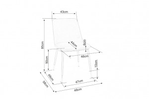 SCAUN DINING JILL, GRI DESCHIS BLUVEL 03/NEGRU MAT/CROM, TAPITERIE DIN CATIFEA SI PICIOARE DIN METAL, STIL MODERN - Img 3