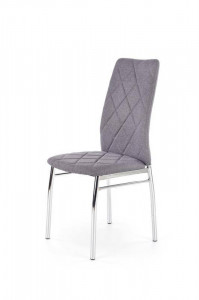 SCAUN DINING K309, GRI DESCHIS/CROM, CU TAPITERIE DIN STOFA SI PICIOARE DIN METAL, STIL MODERN