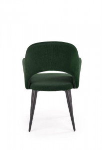 SCAUN DINING K364, VERDE INCHIS/NEGRU, CU TAPITERIE DIN STOFA FINA SI PICIOARE DIN METAL, STIL MODERN - Img 4
