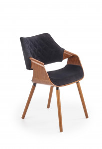 SCAUN DINING K396, NEGRU/NUC, CU TAPITERIE DIN STOFA FINA, PLACAJ INDOIT SI PICIOARE DIN LEMN MASIV, STIL CLASIC