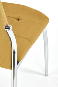 SCAUN DINING K416, GALBEN MUSTAR/CROM, CU TAPITERIE DIN CATIFEA SI PICIOARE DIN METAL, STIL MODERN - Img 7