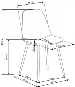 SCAUN DINING K417, BEJ/NEGRU, CU TAPITERIE DIN CATIFEA SI PICIOARE DIN METAL, STIL MODERN - Img 6