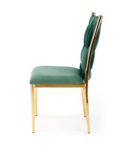 SCAUN DINING K436, VERDE INCHIS/AURIU, CU TAPITERIE DIN CATIFEA SI PICIOARE DIN METAL, STIL MODERN - Img 3