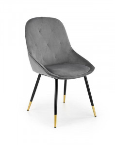 SCAUN DINING K437, GRI/NEGRU/AURIU, CU TAPITERIE DIN CATIFEA SI PICIOARE DIN METAL, STIL MODERN