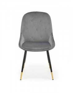 SCAUN DINING K437, GRI/NEGRU/AURIU, CU TAPITERIE DIN CATIFEA SI PICIOARE DIN METAL, STIL MODERN - Img 4
