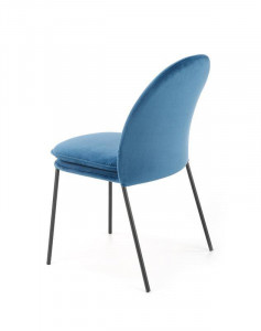 SCAUN DINING K443, ALBASTRU/NEGRU, CU TAPITERIE DIN CATIFEA SI PICIOARE DIN METAL, STIL MODERN - Img 2