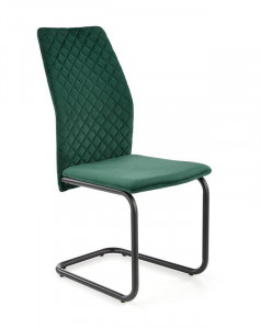 SCAUN DINING K444, VERDE INCHIS/NEGRU, CU TAPITERIE DIN CATIFEA SI PICIOARE DIN METAL, STIL MODERN