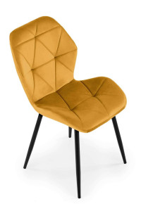 SCAUN DINING K453, GALBEN MUSTAR/NEGRU, CU TAPITERIE DIN CATIFEA SI PICIOARE DIN METAL, STIL MODERN - Img 2