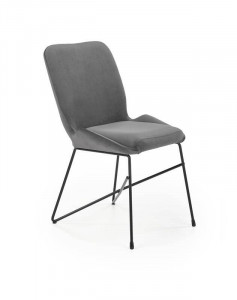 SCAUN DINING K454, GRI/NEGRU, CU TAPITERIE DIN CATIFEA SI PICIOARE DIN METAL, STIL MODERN - Img 6