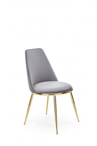 SCAUN DINING K460, GRI/AURIU, CU TAPITERIE DIN CATIFEA SI PICIOARE DIN METAL, STIL MODERN