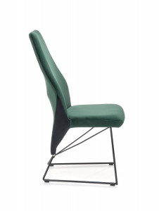 SCAUN DINING K485, VERDE INCHIS/NEGRU, CU TAPITERIE DIN CATIFEA SI PICIOARE DIN METAL, STIL MODERN - Img 4