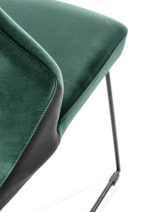 SCAUN DINING K485, VERDE INCHIS/NEGRU, CU TAPITERIE DIN CATIFEA SI PICIOARE DIN METAL, STIL MODERN - Img 8
