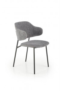 SCAUN DINING K497, GRI/NEGRU, CU TAPITERIE DIN STOFA SI PICIOARE DIN METAL, STIL MODERN