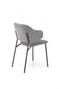 SCAUN DINING K497, GRI/NEGRU, CU TAPITERIE DIN STOFA SI PICIOARE DIN METAL, STIL MODERN - Img 4