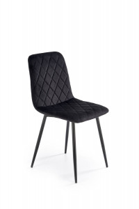 SCAUN DINING K525, NEGRU/NEGRU, TAPITERIE DIN CATIFEA SI PICIOARE DIN METAL, STIL MODERN - Img 3
