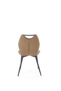 SCAUN DINING K569, BEJ 11/NEGRU, TAPITERIE DIN CATIFEA SI PICIOARE DIN METAL, STIL MODERN - Img 5