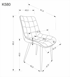 SCAUN DINING K580, BEJ 11/NEGRU, TAPITERIE DIN CATIFEA SI PICIOARE DIN METAL, STIL MODERN - Img 2