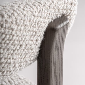 SCAUN DINING KELAN, REALIZAT DIN LEMN DE FRASIN SI TEXTIL BOUCLE, CULOARE BEJ, REALIZAT MANUAL, VICAL HOME - Img 8