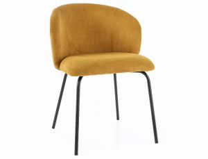 SCAUN DINING KEVIN, CURRY 66/NEGRU MAT, TAPITERIE DIN STOFA VARDO SI PICIOARE DIN METAL, STIL MODERN