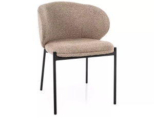 SCAUN DINING KIOTO, BEJ 253/NEGRU MAT, TAPITERIE DIN TEXTIL SI PICIOARE DIN METAL, STIL MODERN