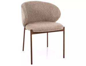 SCAUN DINING KIOTO D, BEJ 253/NUC, TAPITERIE DIN TEXTIL SI PICIOARE DIN METAL, STIL MODERN