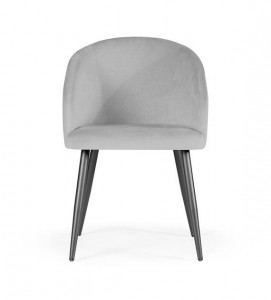 SCAUN DINING KORFU, GRI/NEGRU, TAPITERIE DIN CATIFEA SI PICIOARE DIN METAL, STIL MODERN - Img 2