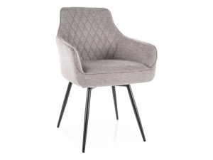 SCAUN DINING MARLO, GRI 07/NEGRU MAT, TAPITERIE DIN STOFA BREGO SI PICIOARE DIN METAL, STIL MODERN