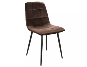 SCAUN DINING, MARO BLUVEL 48/NEGRU MAT, TAPITERIE DIN CATIFEA SI PICIOARE DIN METAL, STIL MODERN