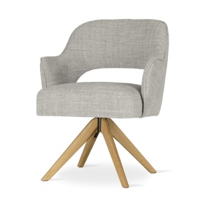 SCAUN DINING MERCY SUPREME WOOD, CONFECTIONAT DIN LEMN, SPUMA, ARCURI SI TEXTIL, GRI/NATURAL, STIL MODERN - Img 2