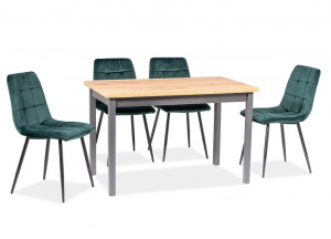 SCAUN DINING MILA, VERDE BLUVEL 78/NEGRU MAT, TAPITERIE DIN CATIFEA SI METAL, STIL MODERN - Img 4