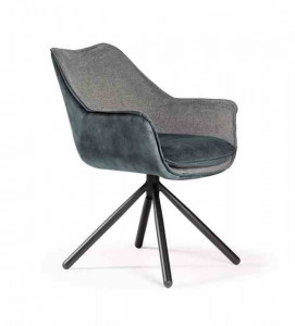 SCAUN DINING MONTREAL, GRI/BLEUMARIN/NEGRU, TAPITERIE DIN STOFA SI CATIFEA SI PICIOARE DIN METAL, STIL MODERN, ATR