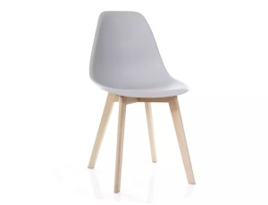 SCAUN DINING MORIS, GRI DESCHIS/FAG, DIN POLIPROPILENA SI LEMN DE FAG, STIL MODERN - Img 1