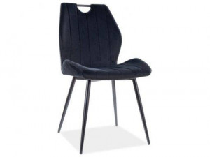 SCAUN DINING, NEGRU BLUVEL 19/NEGRU MAT, TAPITERIE DIN CATIFEA SI PICIOARE DIN METAL, STIL MODERN