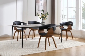 SCAUN DINING, ORGANIC, PIELE ECO SI FURNIR DE NUC, CULOARE NEGRU/NATUR, ARTIM GROUP SELECTION - Img 2
