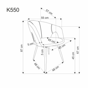SCAUN DINING PIVOTANT K550, GRI/NEGRU, TAPITERIE DIN STOFA SI PICIOARE DIN METAL, STIL MODERN - Img 2