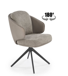 SCAUN DINING PIVOTANT K554, GRI/NEGRU, TAPITERIE DIN STOFA SI PIELE ECOLOGICA SI PICIOARE DIN METAL, STIL MODERN - Img 1