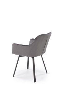 SCAUN DINING PIVOTANT K588, GRI/NEGRU, TAPITERIE DIN CATIFEA SI PICIOARE DIN METAL, STIL MODERN - Img 2