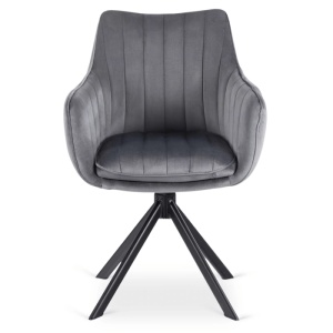 SCAUN DINING ROTATIV, ARTIM MEBLE, REALIZAT DIN METAL SI CATIFEA, CULOARE NEGRU/GRI, STIL MODERN - Img 6
