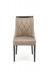 SCAUN DINING ROYAL, BEJ MONOLITH 09/NEGRU, CU TAPITERIE DIN CATIFEA SI PICIOARE DIN LEMN MASIV, STIL CLASIC, HALMAR - Img 5