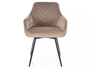 SCAUN DINING SERVIO VELVET BEJ BLUVEL 40/NEGRU, CU TAPITERIE DIN CATIFEA SI PICIOARE DIN METAL, STIL MODERN - Img 4