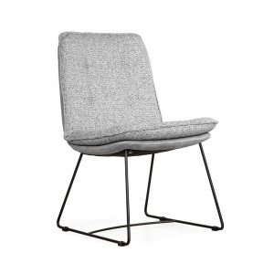 SCAUN DINING SOFI, GRI/NEGRU, TAPITERIE DIN STOFA SI PICIOARE DIN METAL, STIL MODERN