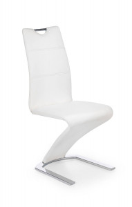 SCAUN DINING STIL K188, ALB/CROM, CU TAPITERIE DIN PIELE ECOLOGICA SI PICIOARE DIN METAL, STIL MODERN