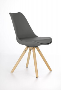 SCAUN DINING STIL K201, GRI/FAG, CU TAPITERIE DIN PIELE ECOLOGICA, ABS SI PICIOARE DIN LEMN MASIV, STIL MODERN - Img 3