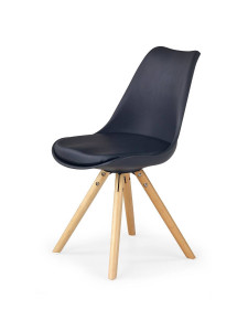SCAUN DINING STIL K201, NEGRU/FAG, CU TAPITERIE DIN PIELE ECOLOGICA, ABS SI PICIOARE DIN LEMN MASIV, STIL MODERN