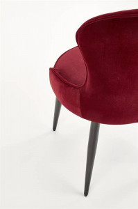 SCAUN DINING STIL K366, BORDO/NEGRU, CU TAPITERIE DIN CATIFEA SI PICIOARE DIN METAL, STIL MODERN - Img 2